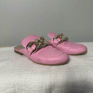 Steve Madden Pink Chain Mules • Chunky Gold Chain Slip-On Loafers